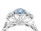 White gold Three-Stone Fancy Blue Pear Cut Diamond Braided Band Ring with Four-Prong Setting_24