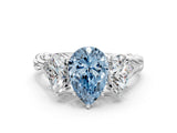 White gold Three-Stone Fancy Blue Pear Cut Diamond Braided Band Ring with Four-Prong Setting_40