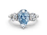 White gold Three-Stone Fancy Blue Pear Cut Diamond Channel Set Engagement Ring with Prong Setting_12