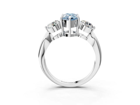 White gold Three-Stone Fancy Blue Pear Cut Diamond Channel Set Engagement Ring with Prong Setting_3