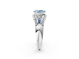 White gold Three-Stone Fancy Blue Pear Cut Diamond Engagement Ring with Pave Band and Prong Setting_14