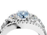 White gold Three-Stone Fancy Blue Pear Cut Diamond Engagement Ring with Pave Band and Prong Setting_16