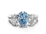 White gold Three-Stone Fancy Blue Pear Cut Diamond Engagement Ring with Prong Setting_15