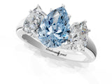 White gold Three-Stone Fancy Blue Pear Cut Diamond Engagement Ring with Prong Setting_16