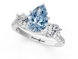 White gold Three-Stone Fancy Blue Pear  Cut Diamond Pavé Band with Four-Prong Setting_29