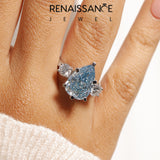 White gold Three-Stone Fancy Blue Pear Cut Diamond Pavé Band with Four-Prong Setting_49