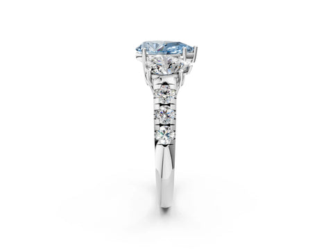 White gold Three-Stone Fancy Blue Pear Cut Diamond Pavé Band with Prong Setting_14