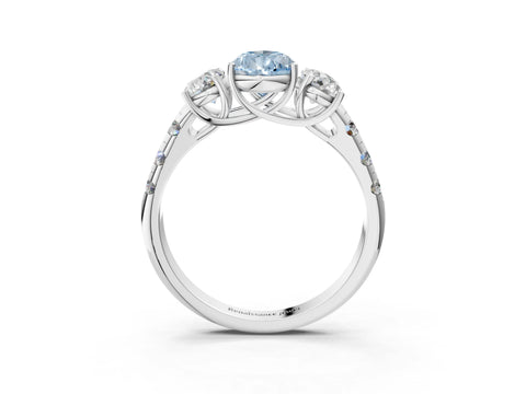 White gold Three-Stone Fancy Blue Pear Cut Diamond Pavé Band with Prong Setting_15