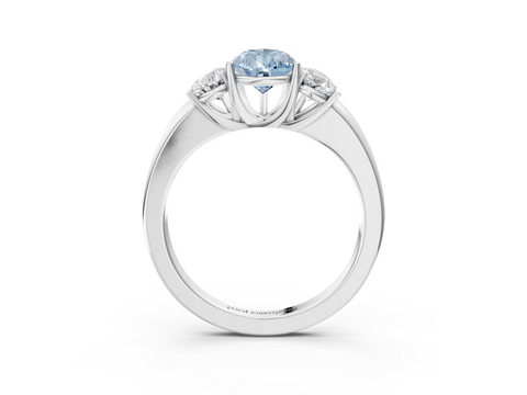 White gold Three-Stone Fancy Blue Pear  Cut Diamond Ring with Channel-Set Band and Four-Prong Setting_65