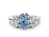 White gold Three-Stone Fancy Blue Pear  Cut Diamond Ring with Channel-Set Band and Four-Prong Setting_79