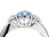White gold Three-Stone Fancy Blue Pear  Cut Diamond Ring with Channel-Set Band and Four-Prong Setting_82