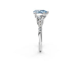 White gold Three-Stone Fancy Blue Pear Cut Diamond Ring with Pavé Band and Prong Setting_125