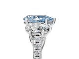 White gold Three-Stone Fancy Blue Pear Cut Diamond Ring with Pavé Band and Prong Setting_128