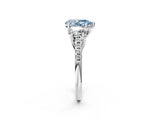 White gold Three-Stone Fancy Blue Pear Cut Diamond Ring with Pavé Band and Prong Setting_137