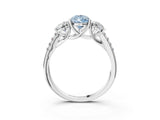 White gold Three-Stone Fancy Blue Pear Cut Diamond Ring with Pavé Band and Prong Setting_138