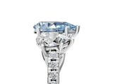 White gold Three-Stone Fancy Blue Pear Cut Diamond Ring with Pavé Band and Prong Setting_140
