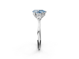 White gold Three-Stone Fancy Blue Pear  Cut Diamond Ring with Pear Side Stones in Four-Prong Setting_111
