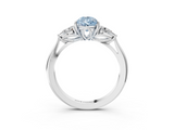 White gold Three-Stone Fancy Blue Pear  Cut Diamond Ring with Pear Side Stones in Four-Prong Setting_112