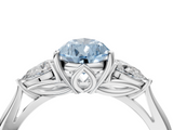 White gold Three-Stone Fancy Blue Pear  Cut Diamond Ring with Pear Side Stones in Four-Prong Setting_113