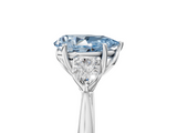 White gold Three-Stone Fancy Blue Pear  Cut Diamond Ring with Pear Side Stones in Four-Prong Setting_114
