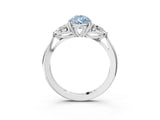 White gold Three-Stone Fancy Blue Pear Cut Diamond Ring with Pear  Side Stones in Four-Prong Setting_15