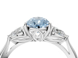 White gold Three-Stone Fancy Blue Pear Cut Diamond Ring with Pear  Side Stones in Four-Prong Setting_16