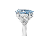 White gold Three-Stone Fancy Blue Pear Cut Diamond Ring with Pear  Side Stones in Four-Prong Setting_17