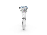 White gold Three-Stone Fancy Blue Pear Cut Diamond Ring with Round Side Stones, Classic Band, and Four-Prong Setting_22