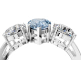 White gold Three-Stone Fancy Blue Pear Cut Diamond Ring with Round Side Stones, Classic Band, and Four-Prong Setting_28