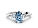 White gold Three-Stone Fancy Blue Pear  Cut Diamond Solitaire with Prong Setting and Classic Band_41