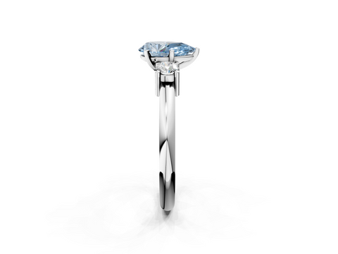White gold Three-Stone Fancy Blue Pear  Cut Diamond Solitaire with Prong Setting and Classic Band_49