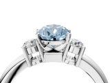 White gold Three-Stone Fancy Blue Pear  Cut Diamond Solitaire with Prong Setting and Classic Band_51