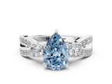 White gold Three-Stone Fancy Blue Pear  Cut Diamond Twist Band with Prong Setting_66