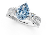White gold Three-Stone Fancy Blue Pear  Cut Diamond Twist Band with Prong Setting_67