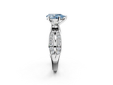 White gold Three-Stone Fancy Blue Pear  Cut Diamond Twist Band with Prong Setting_70
