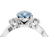 White gold Three-Stone Fancy Blue Pear  Cut Diamond Twist Band with Prong Setting_72