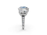 White gold Three-Stone Fancy Blue Pear Cut Halo Diamond Milgrain Band with Four-Prong Setting_2