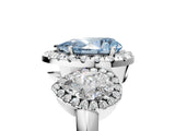 White gold Three-Stone Fancy Blue Pear Cut Halo Diamond Ring with Pave Band and Four-Prong Setting_5
