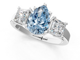 White gold Three-Stone Fancy Blue Pear  Cut Solitaire Ring with Prong Setting_4