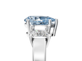 White gold Three-Stone Fancy Blue Pear  Cut Solitaire Ring with Prong Setting_8