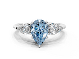 White gold Three-Stone Fancy Blue Pear  Diamond Ring with Pear Side Stones in Four-Prong Setting_41