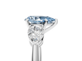 White gold Three-Stone Fancy Blue Pear  Diamond Ring with Pear Side Stones in Four-Prong Setting_46