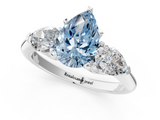 White gold Three-Stone Fancy Blue Pear  Diamond Ring with Pear Side Stones in Four-Prong Setting_46