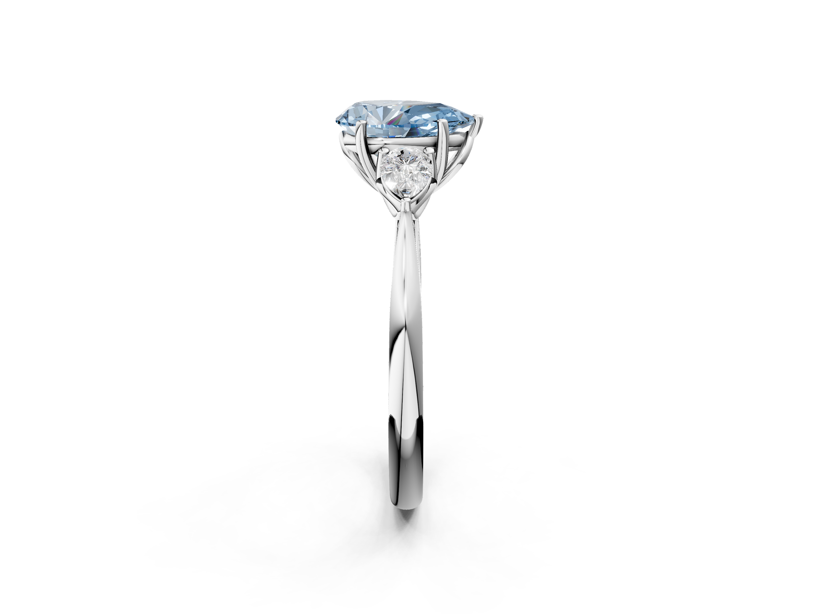 White gold Three-Stone Fancy Blue Pear  Diamond Solitaire Ring with Pear Side Stones and Four-Prong Setting_33