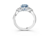White gold Three-Stone Fancy Blue Princess Cut Brilliant Diamond Solitaire Ring with Tapered Band and Four-Prong Setting_22