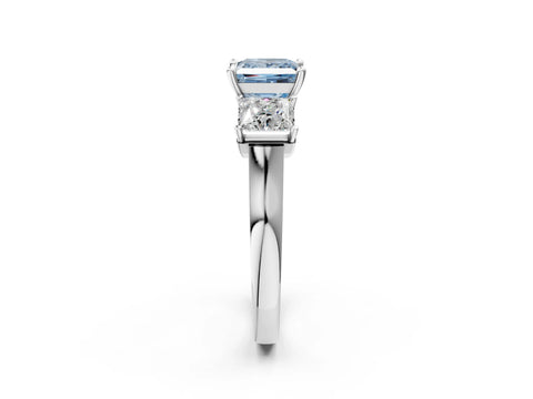 White gold Three-Stone Fancy Blue Princess Cut Brilliant Diamond Trellis Ring with Comfort Fit Band_14