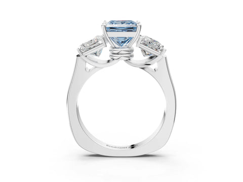 White gold Three-Stone Fancy Blue Princess Cut Brilliant Diamond Trellis Ring with Comfort Fit Band_15