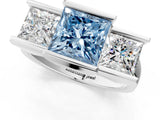 White gold Three Stone Fancy Blue Princess Cut Cut Channel Set Diamond Ring_25