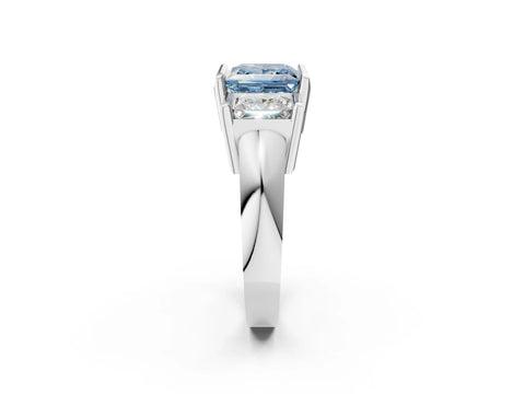 White gold Three Stone Fancy Blue Princess Cut Cut Channel Set Diamond Ring_26