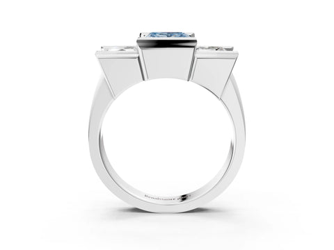 White gold Three Stone Fancy Blue Princess Cut Cut Channel Set Diamond Ring_27
